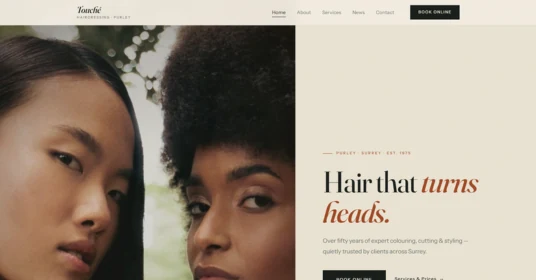 The Touché Hair Purley website